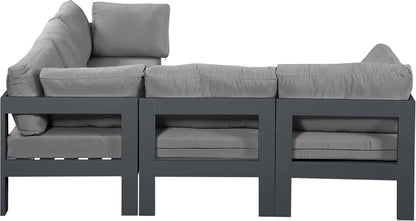 Nizuc - Outdoor Patio 5 Piece Modular Sectional With Gray Frame