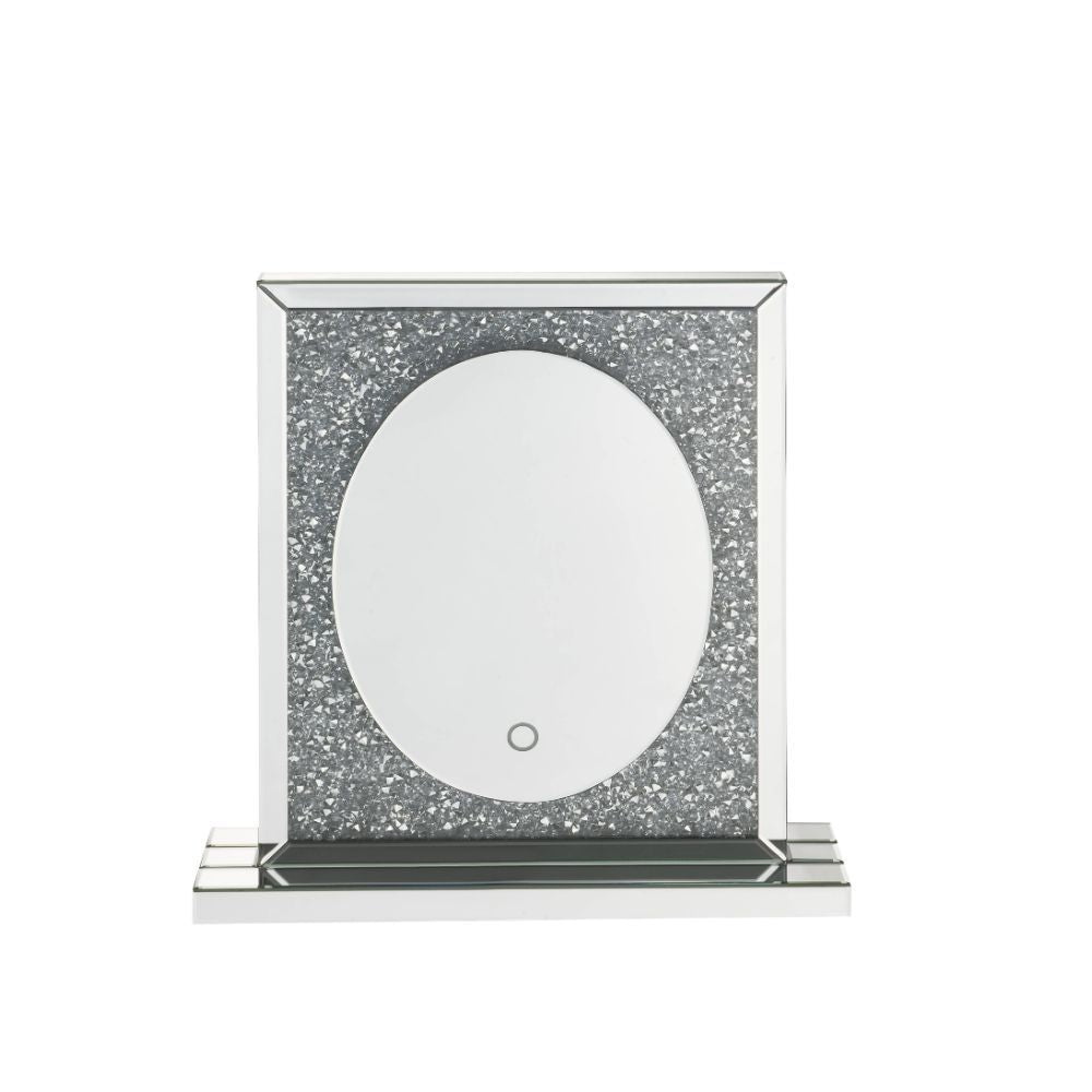 Noralie - 23" Accent Mirror With LED - Mirrored & Faux Diamonds