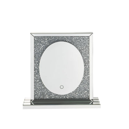 Noralie - 23" Accent Mirror With LED - Mirrored & Faux Diamonds
