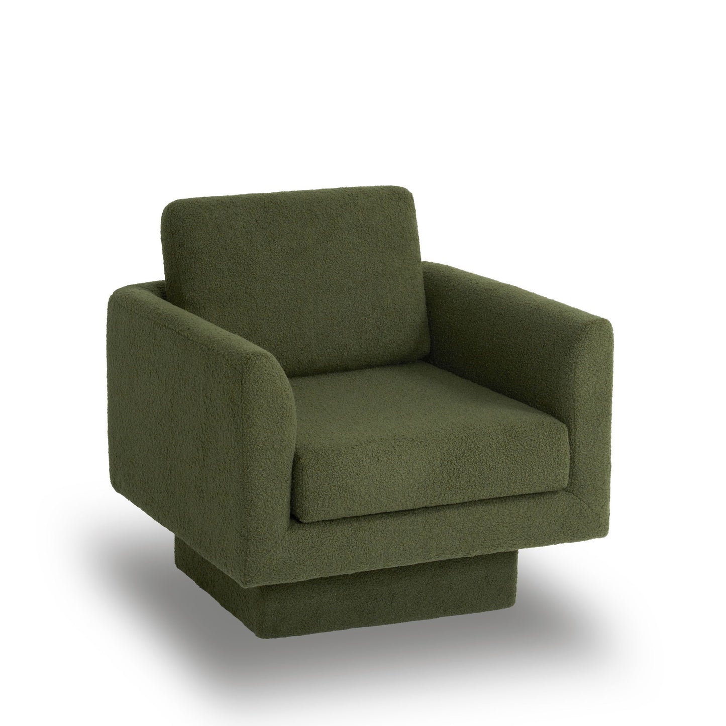 360° Modern Swivel Accent Chairs Round Armchair, Thick Padded Lounge Sofa Upholstered Comfy (Set of 2) - Green