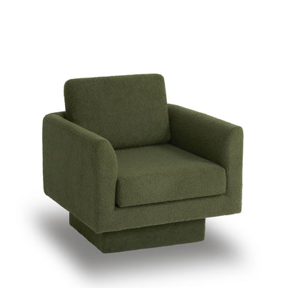360° Modern Swivel Accent Chairs Round Armchair, Thick Padded Lounge Sofa Upholstered Comfy (Set of 2) - Green