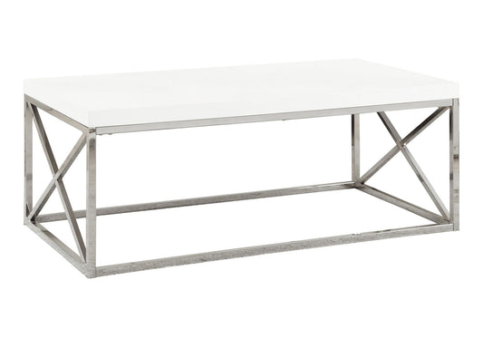 Glossy Coffee Table Rectangular For Living Room - White